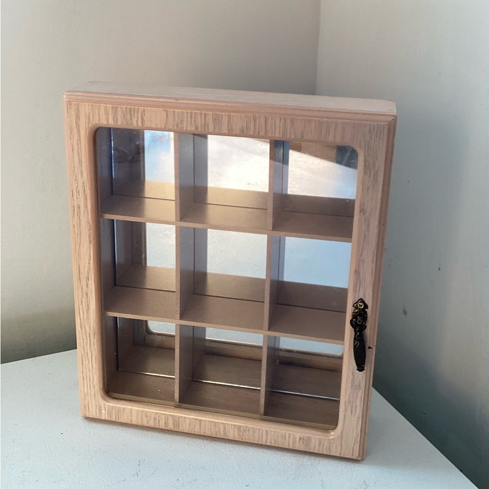 Vintage Wooden Display Case with Glass Front